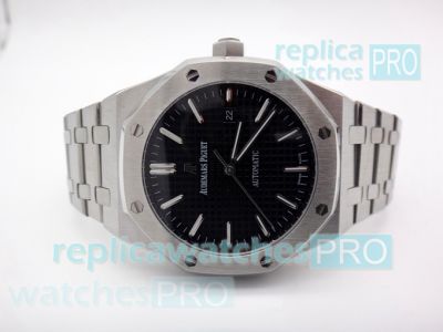 Replica Audemars Piguet Royal Oak Black Dial SS Case Watch